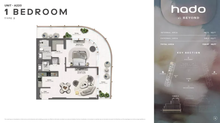 Hado by Beyond floor plan 1 BR · 1126 sqft