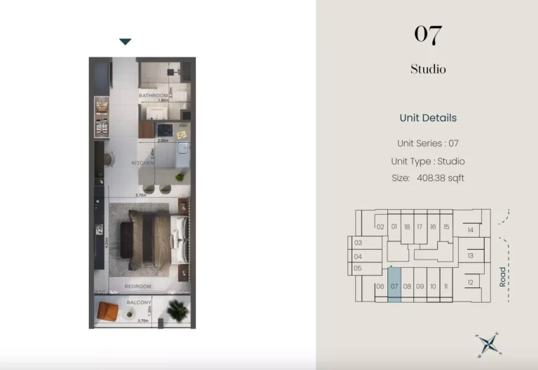 Oasis Lofts floor plan Студия · 408 sqft