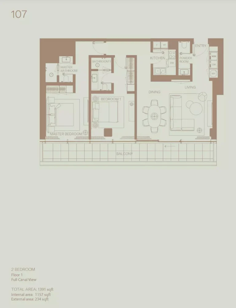Eden House The Park Building A floor plan 2-спальн. · 1391 sqft