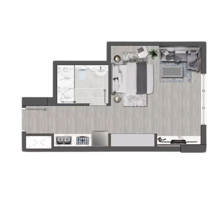 Brand Centro floor plan Студия · 397 sqft