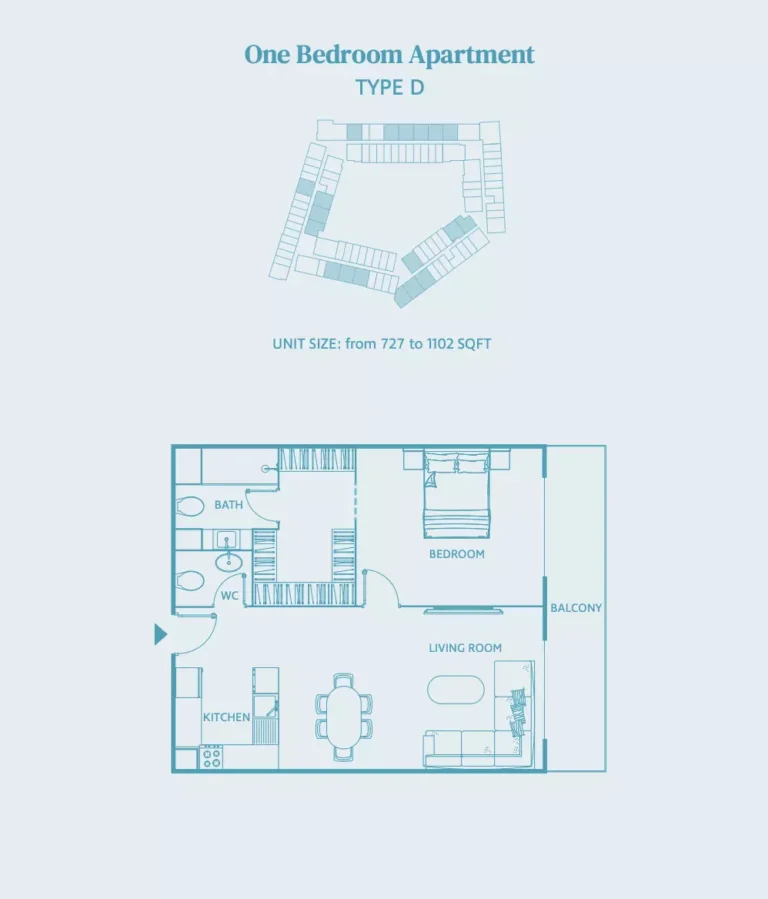 Luma 22 floor plan 1-спальн. · 1102 sqft