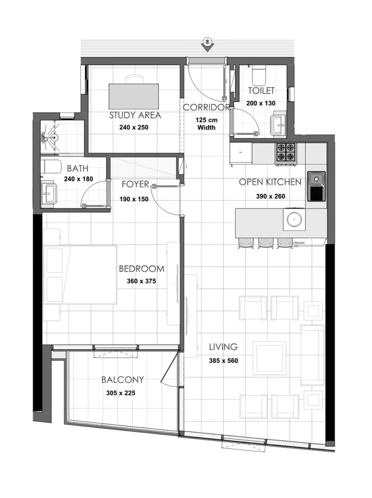 Palatium Residences floor plan 1 BR · 809 sqft