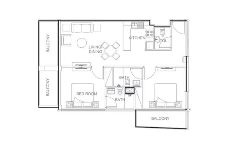 AG Ark Tower floor plan 2-спальн. · 1035 sqft