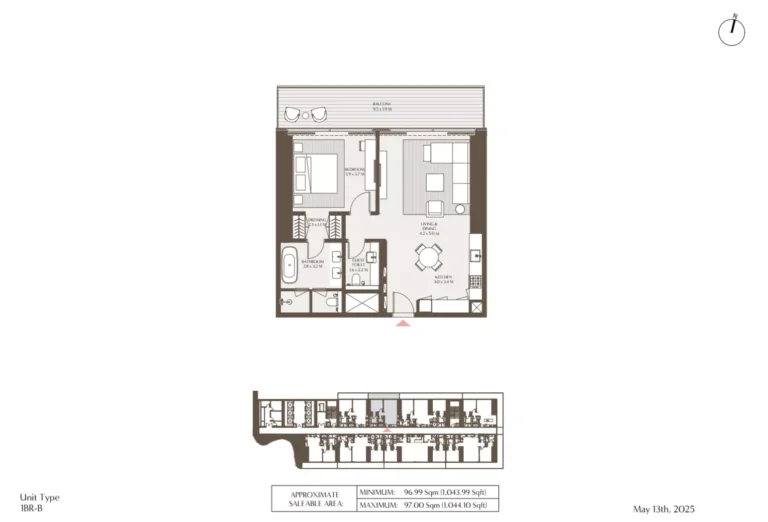Akala Hotel & Residences floor plan 1 BR · 1043 sqft