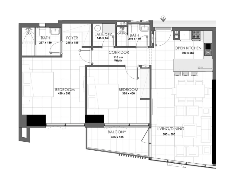 Palatium Residences floor plan 2 BR · 1008 sqft