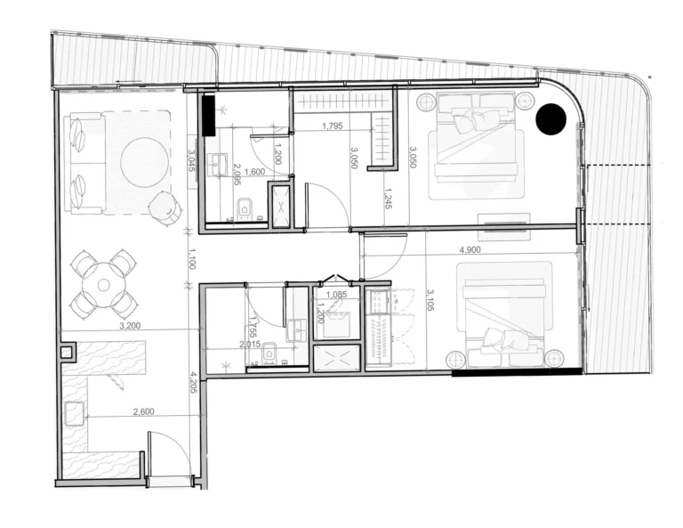 Azizi Ruby floor plan 2-спальн. · 1045 sqft