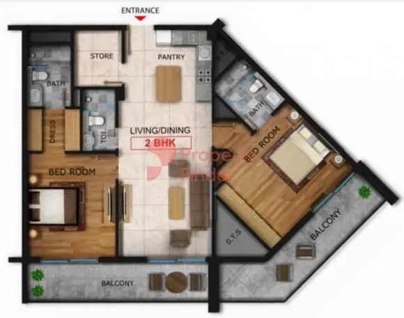 Marquis Galleria floor plan 2 BR · 1322 sqft