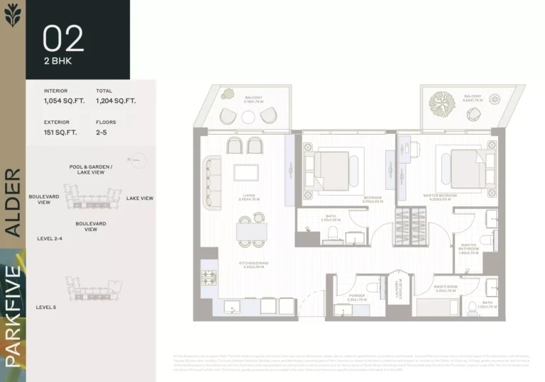 Alder at Park Five floor plan 2 BR · 1204 sqft