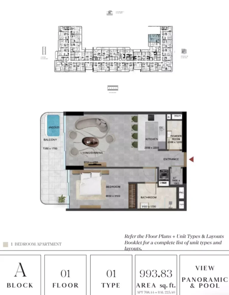 Vivanti Residences floor plan 1 BR · 993 sqft
