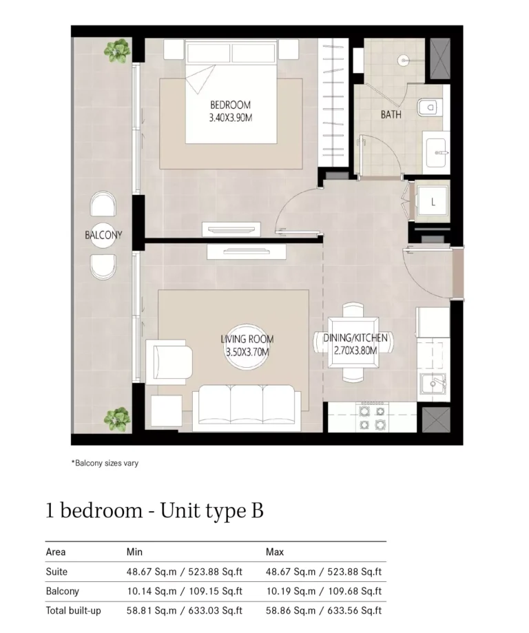 Berkshire Park floor plan 1 BR · 633 sqft