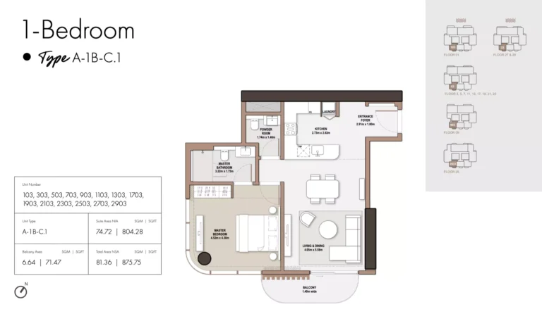The Edit at D3 floor plan 1-спальн. · 875 кв. фут
