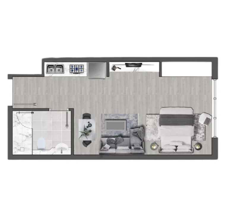 Brand Centro floor plan Студия · 380 sqft