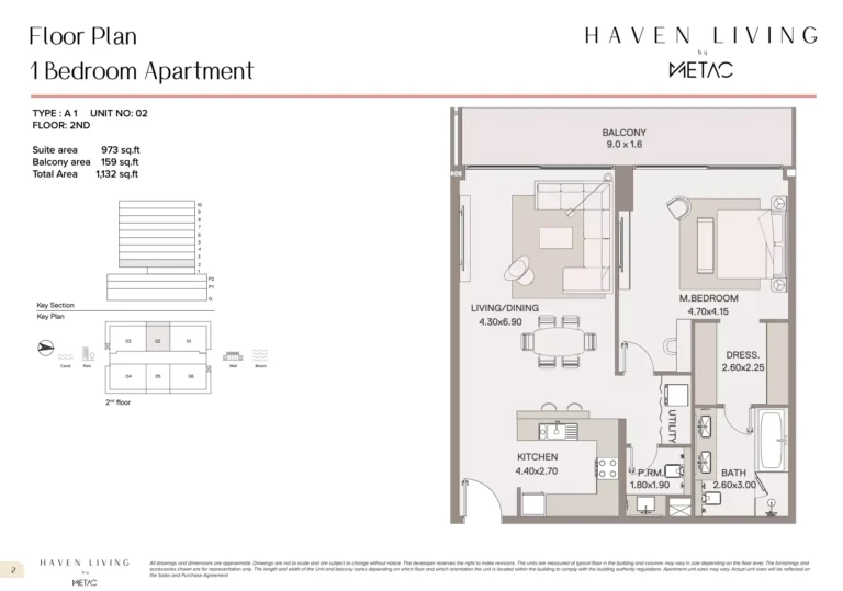 Haven Living floor plan 1 BR · 1132 sqft