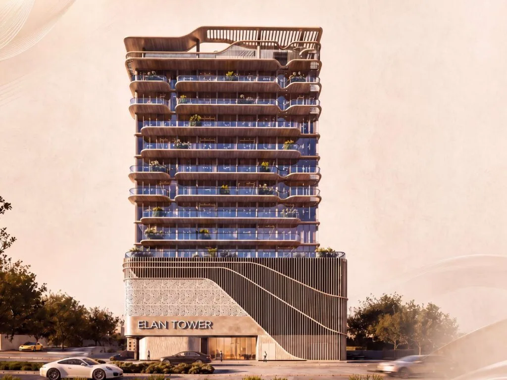 Exterior view of a modern multi-story residential building with balconies