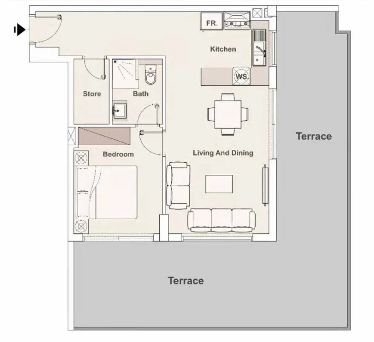 Elysee Heights floor plan 1 BR