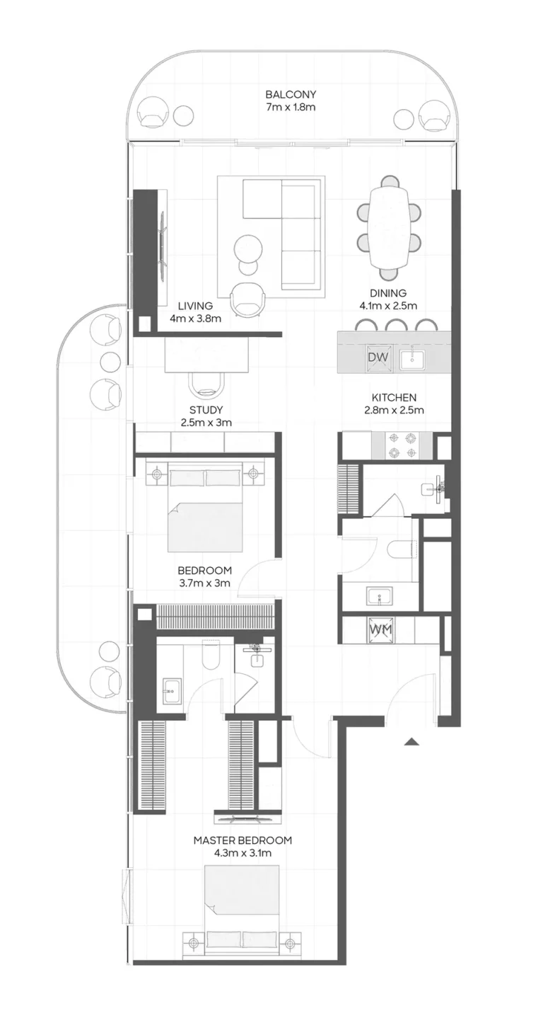 LIV Maritime floor plan 2 BR · 1458 sqft