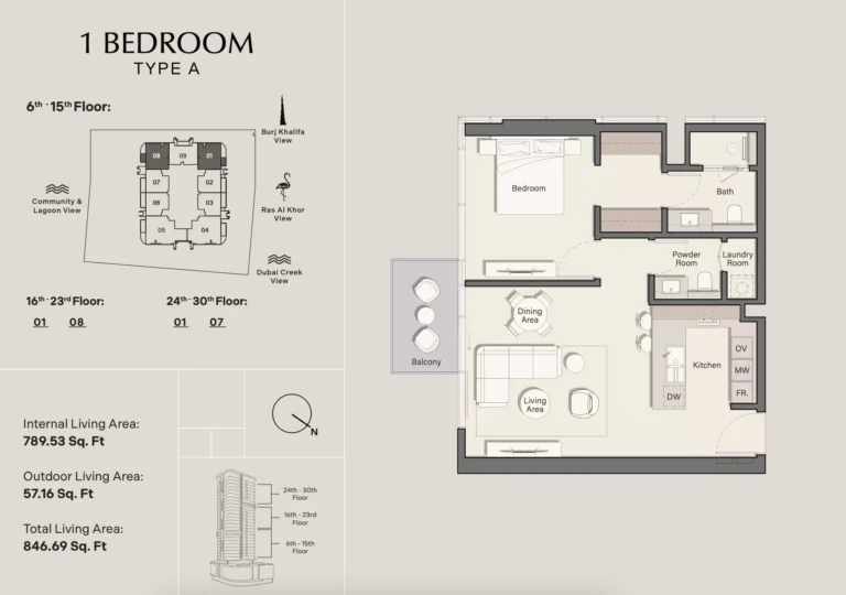 Belmore Residences floor plan 1 BR · 846 sqft