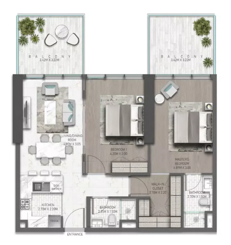 Golf Greens floor plan 2-спальн.