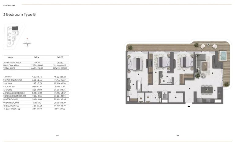 Bond Living floor plan 3-спальн. · 2207 sqft
