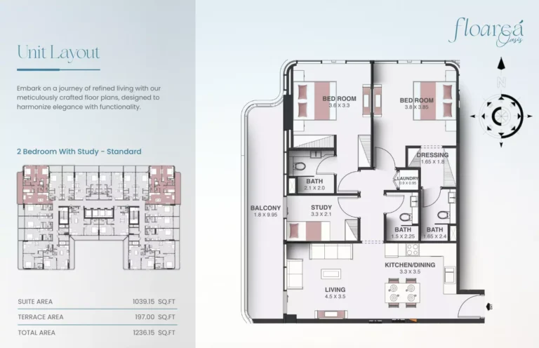 Floarea Oasis floor plan 2 BR · 1236 sqft
