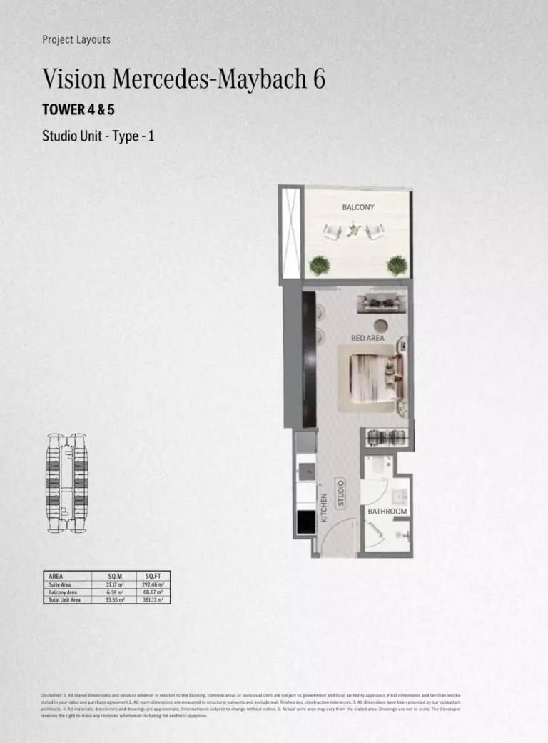 Maybach 6 floor plan Студия · 361 sqft
