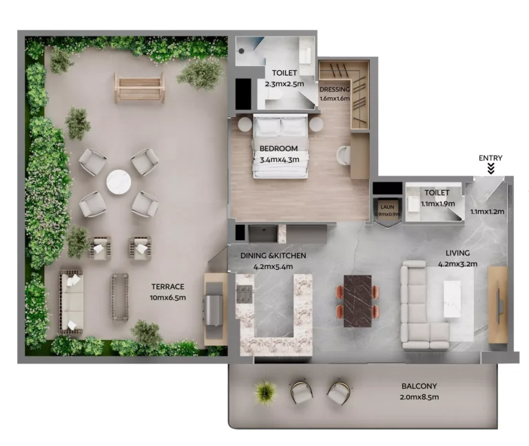 Jardin Astral floor plan 1-спальн. · 1726 sqft
