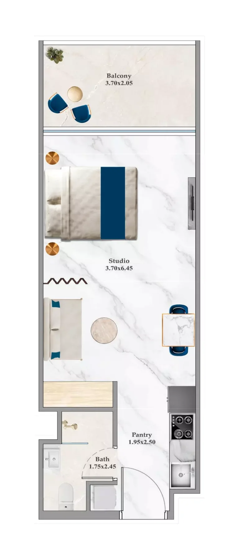 Timez by Danube floor plan Студия · 427 sqft