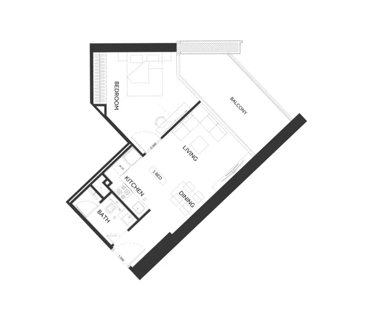 Binghatti Elite floor plan 1-спальн. · 675 sqft