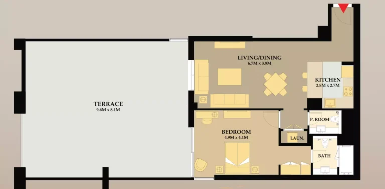 Riva Residence floor plan 1-спальн. · 1724 sqft