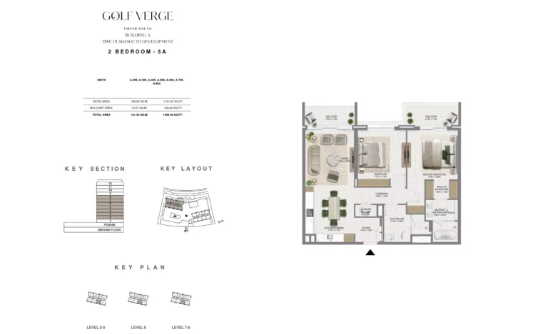 Golf Verge floor plan 2-спальн. · 1308 sqft