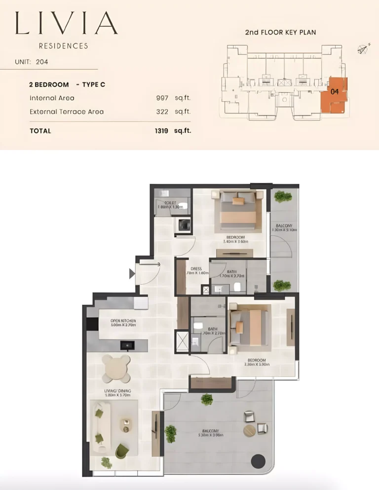 Livia Residence floor plan 2 BR · 1319 sqft