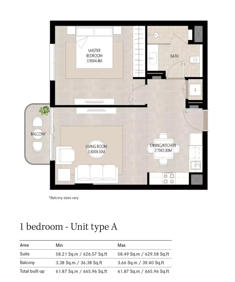 Berkshire Park floor plan 1 BR · 665 sqft