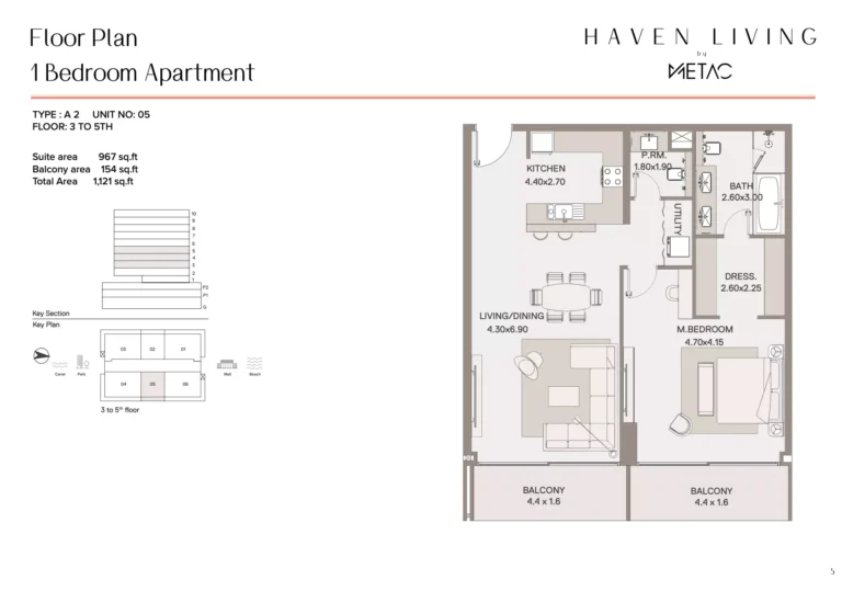 Haven Living floor plan 1 BR · 1121 sqft