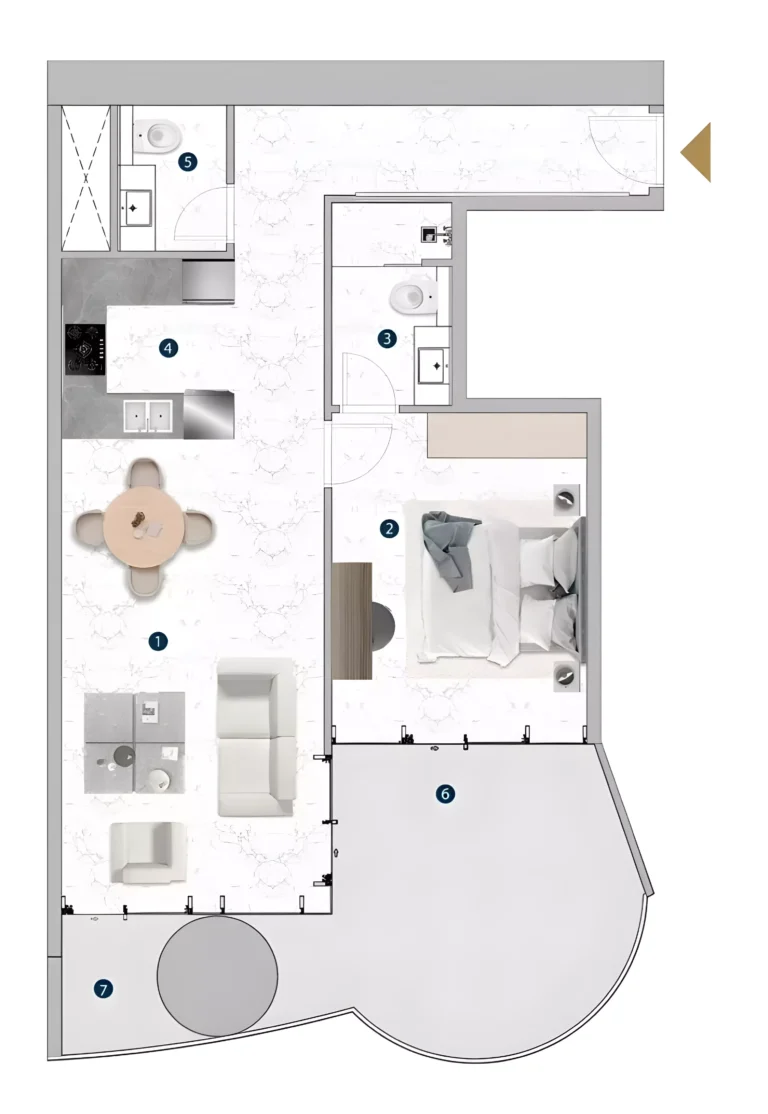 Franck Muller Yachting by London Gate floor plan 1-спальн. · 949 sqft