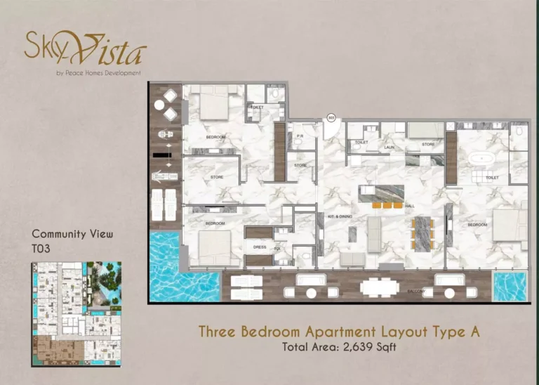 Sky Vista floor plan 3-спальн. · 2639 sqft