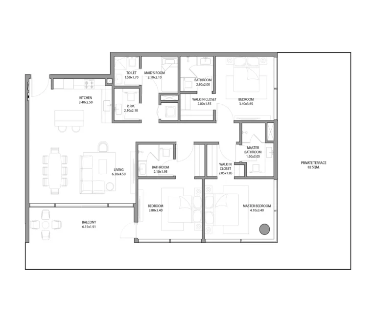 Haven Bay floor plan 3 BR · 2407 sqft