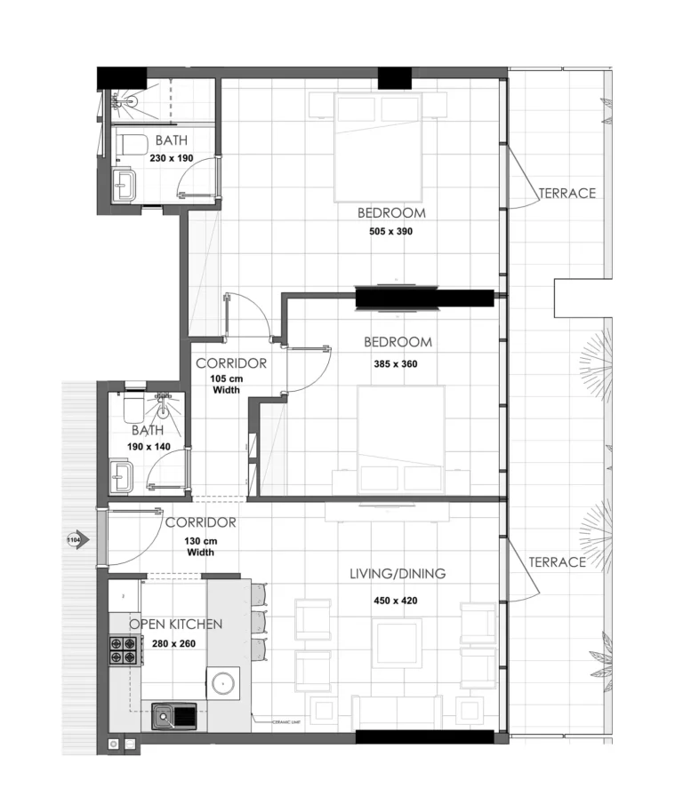 Palatium Residences floor plan 2 BR · 1270 sqft