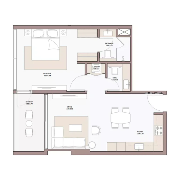 Haven Bay floor plan 1 BR