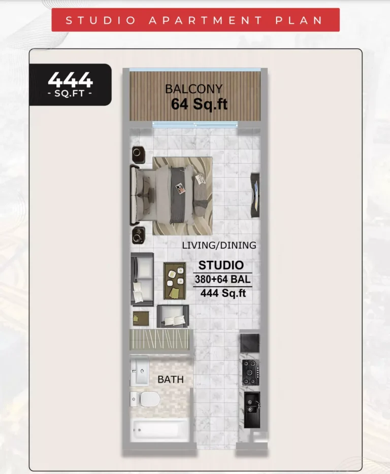Coventry Gardens floor plan Студия · 444 sqft