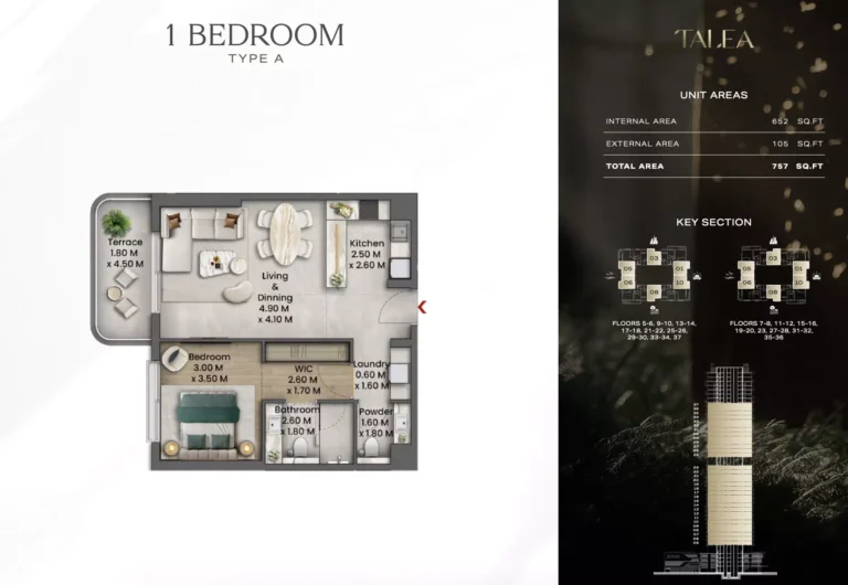Talea by Beyond floor plan 1 BR · 757 sqft