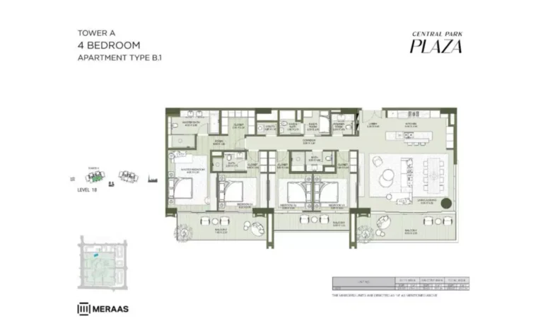 Central Park Plaza floor plan 4-спальн.