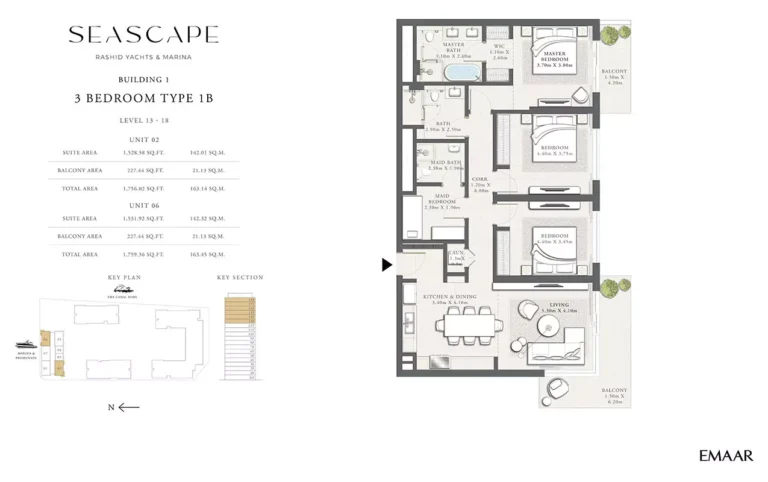 Seascape floor plan 3 BR · 1759 sqft