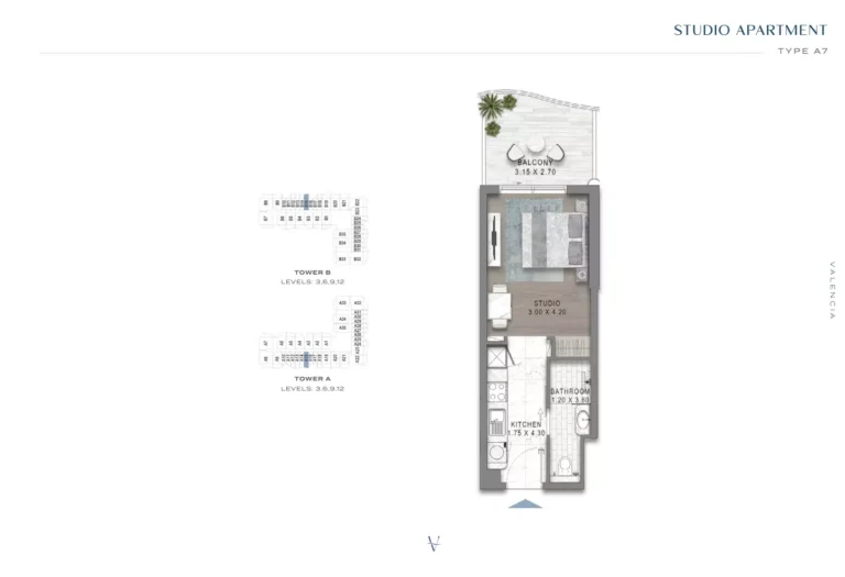 Valencia at Damac Lagoons floor plan Студия