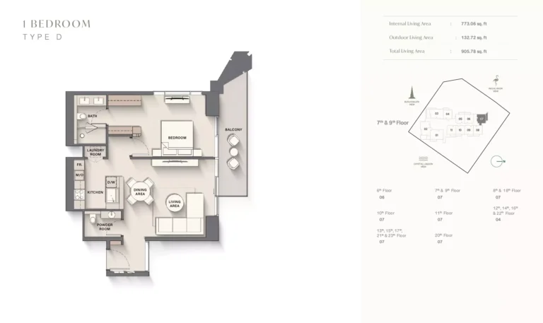 Highgrove by Ellington floor plan 1-спальн. · 905 sqft