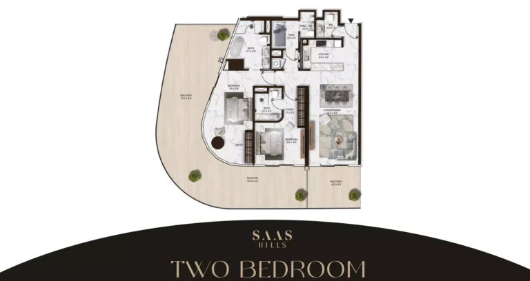 SAAS Hills floor plan 2 BR · 1859 sqft