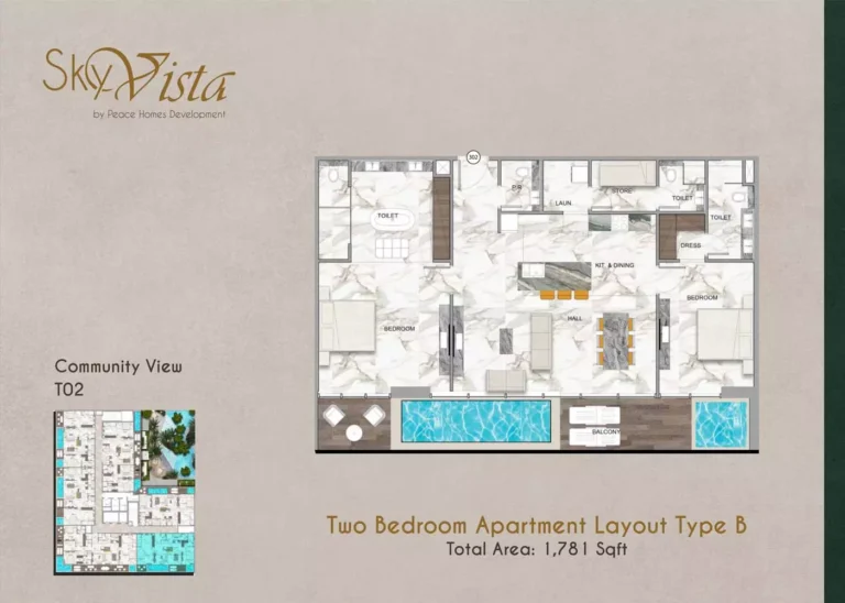 Sky Vista floor plan 2-спальн. · 1781 sqft