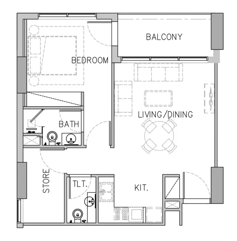 Stamn Yuni floor plan 1 BR · 738 sqft