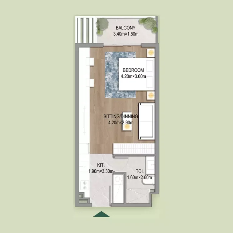Oasis Residences Dubai South floor plan Студия · 427 sqft