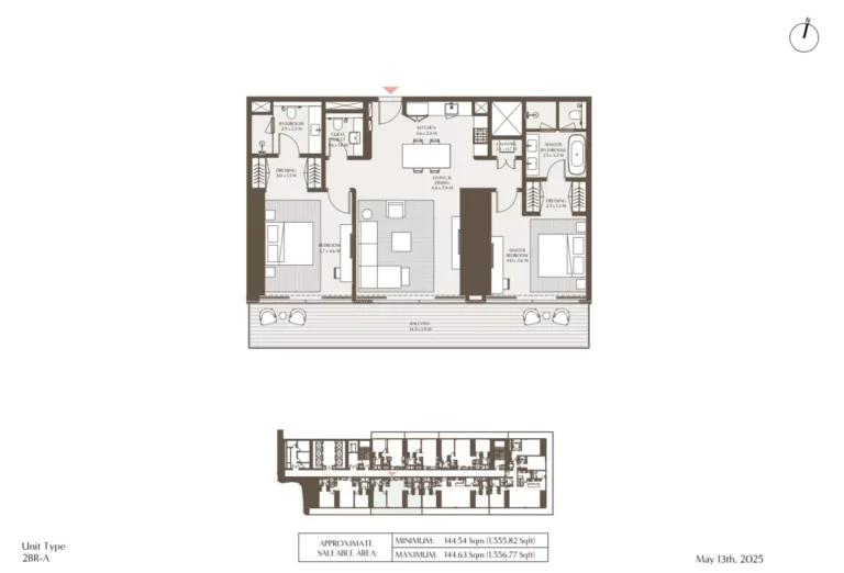 Akala Hotel & Residences floor plan 2 BR · 1555 sqft