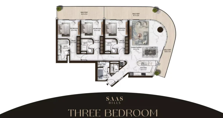 SAAS Hills floor plan 3 BR · 2351 sqft